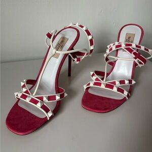 Valentino Coral and White Strappy Heels